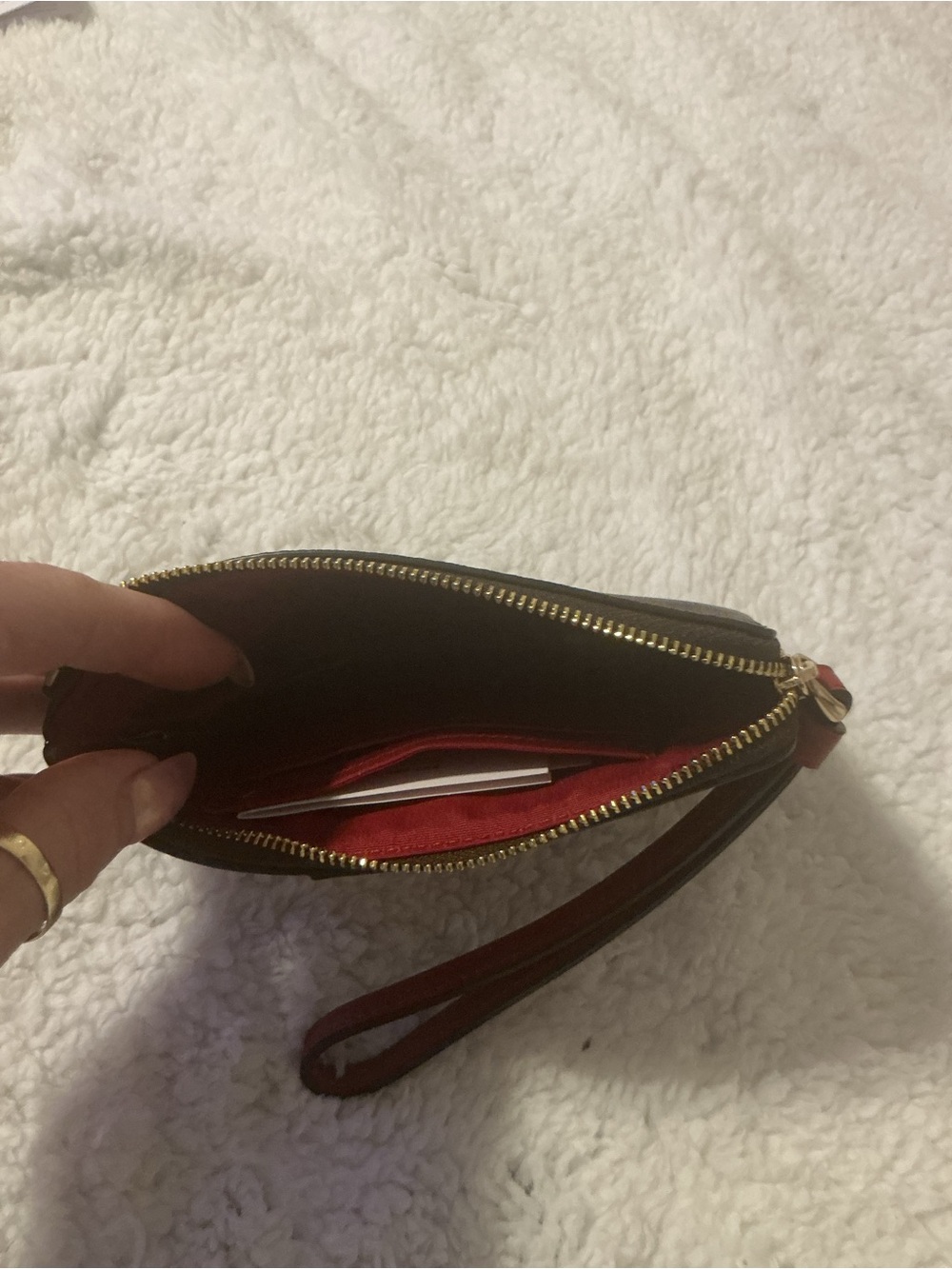Coach Brown Signature Wristlet with Red Stripe NWT - Picture 5 of 7